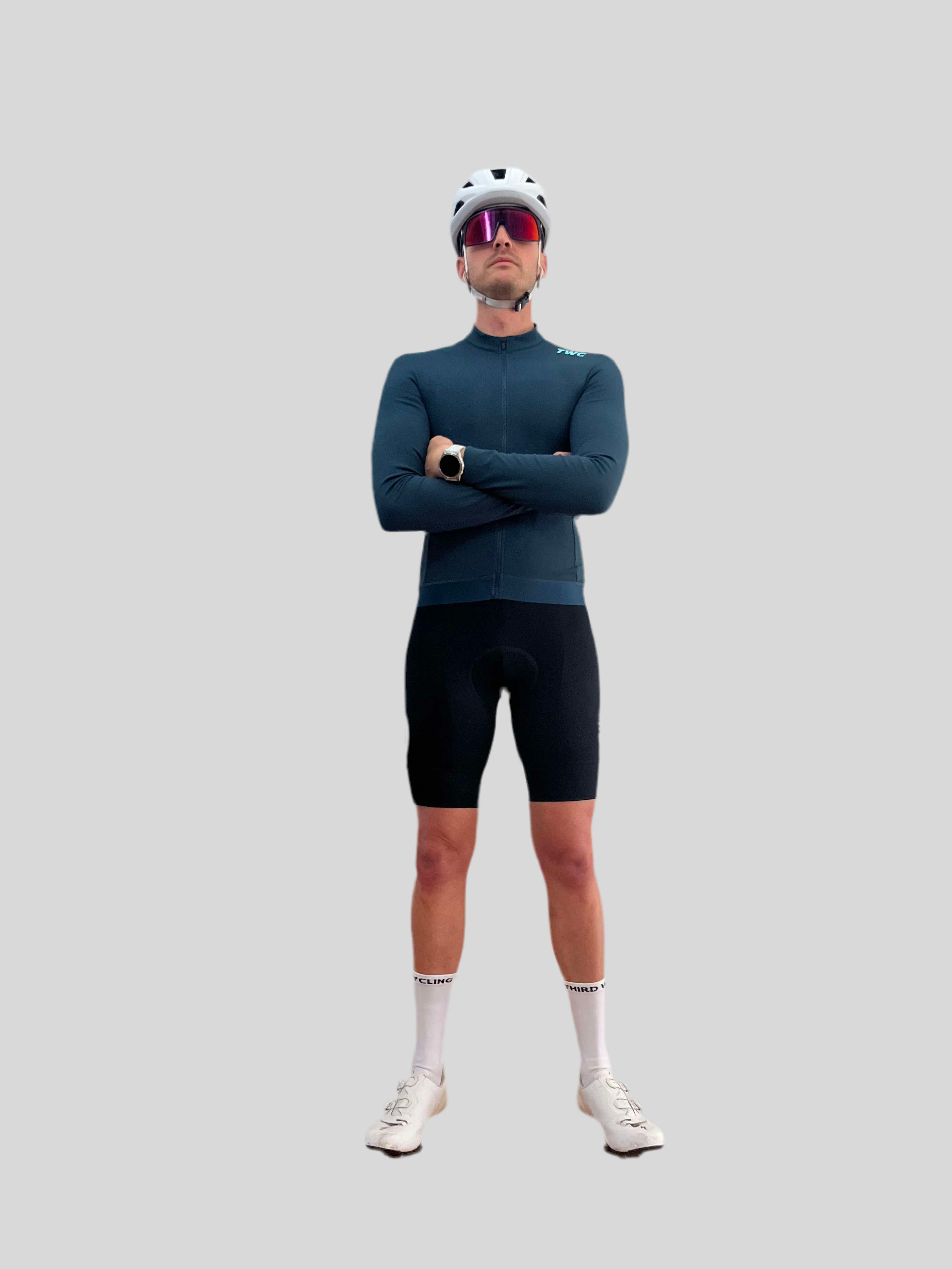 Steel Blue Thermal Long Sleeve Jersey (1xL)