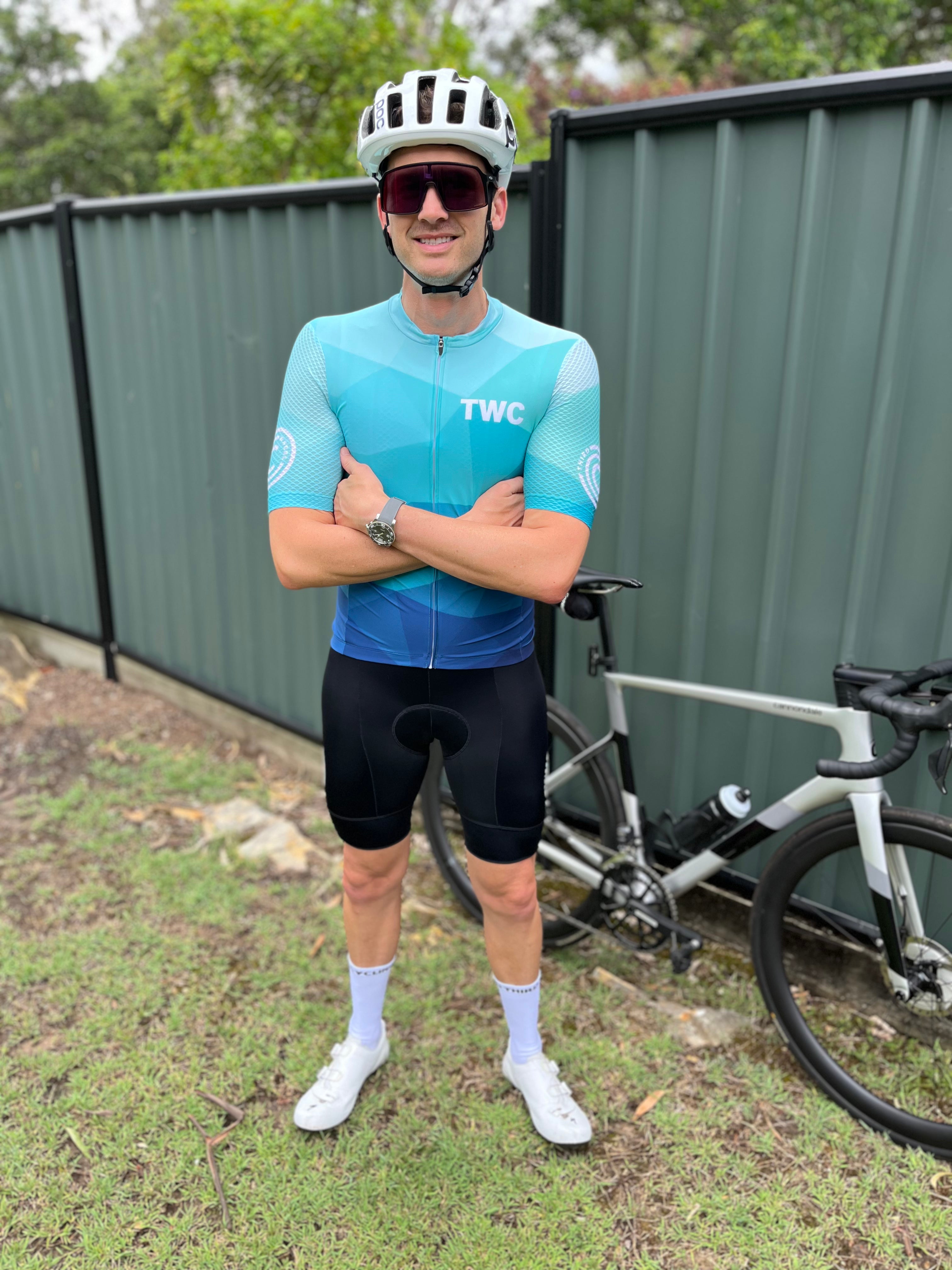 Teal Diamonds Premium Cycling Jersey Third Wheel Cycling