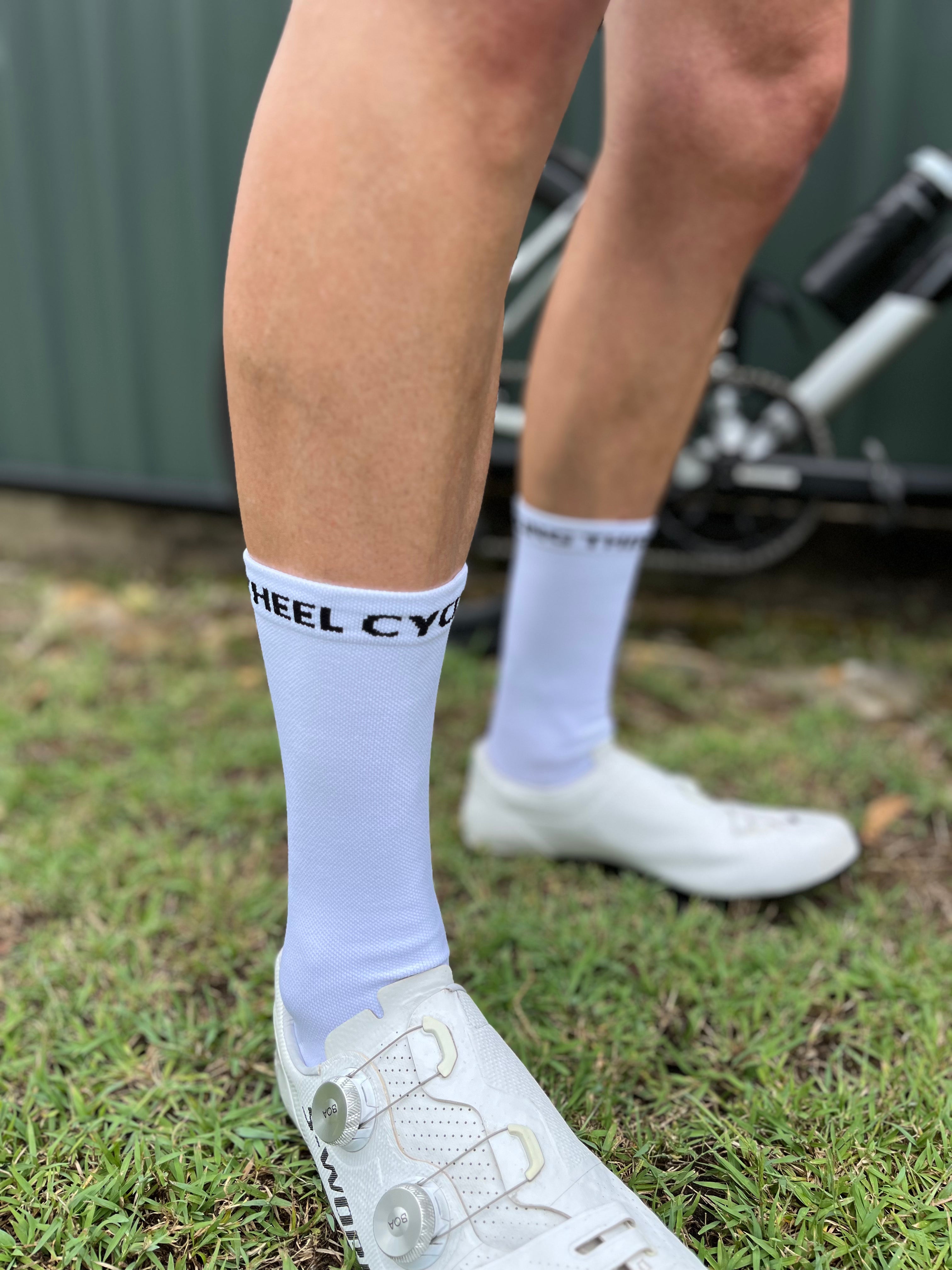 TWC Disco White Cycling Socks - 16cms